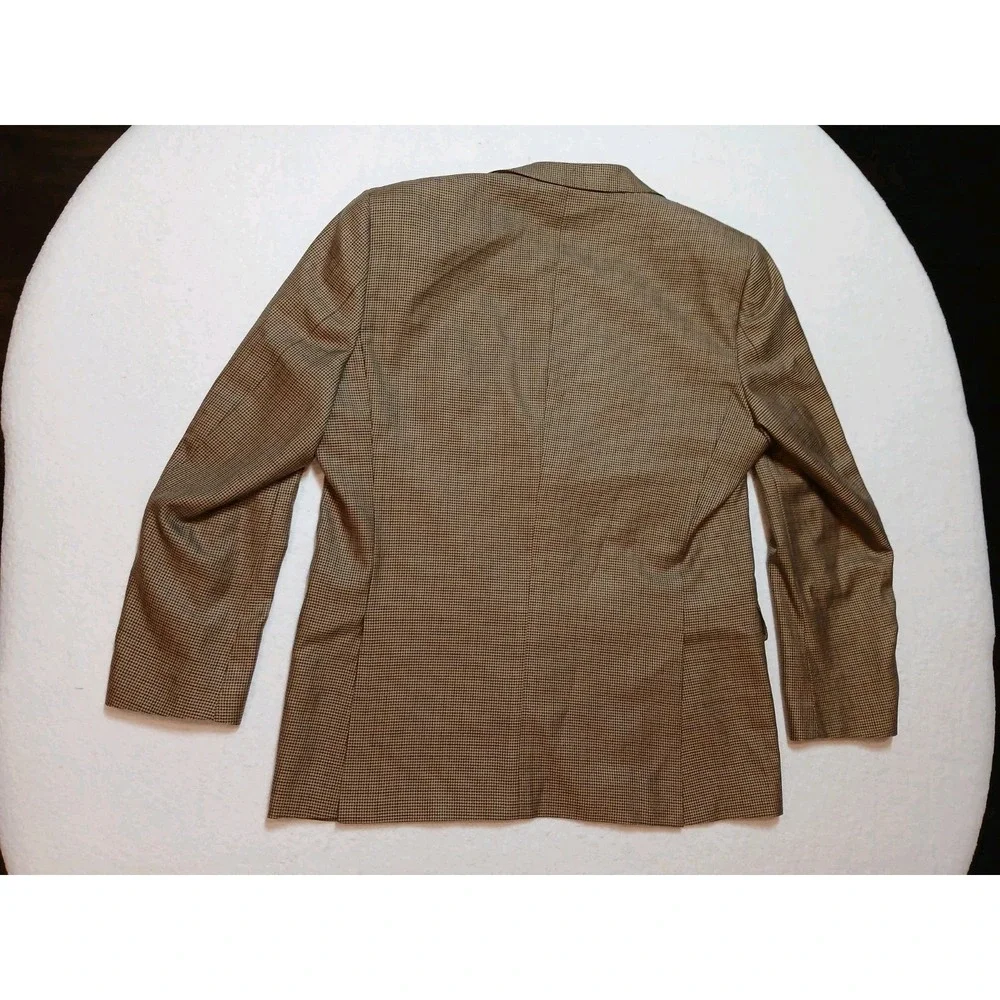 Mantoni Blazer Mens 42R Brown Houndstooth Super 140s Virgin Wool Sport Coat